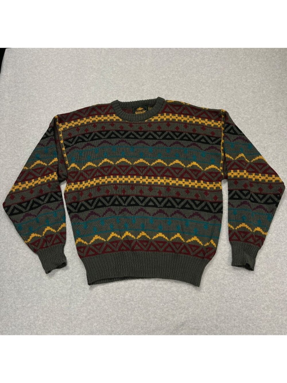 Vintage Barnaby Geometric Sweater Mens Size XL Acrylic Knit 90s Grandpa Korea